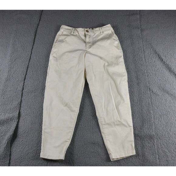 Pact Pants Womens Medium Beige Khaki Chino Organic Cotton Zip Elastic Waist - Picture 1 of 7